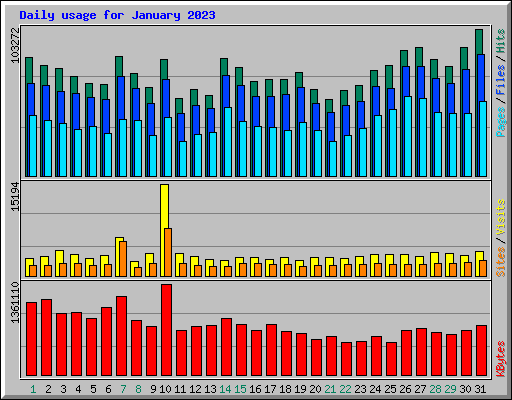 Daily usage for January 2023